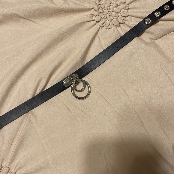 Black leather choker gothic punk emo accessory - Picture 4 of 9